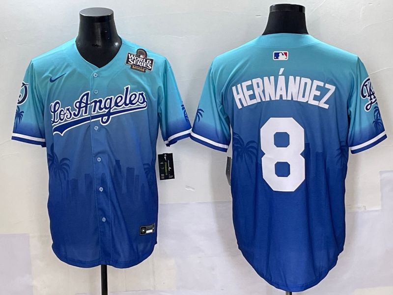 Men 2025 Los Angeles Dodgers #8 Hernandez Blue Nike MLB Jersey Daoqite style 6